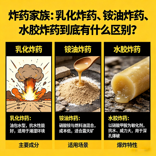 歙县炸药家族：乳化炸药、铵油炸药、水胶炸药到底有什么区别？